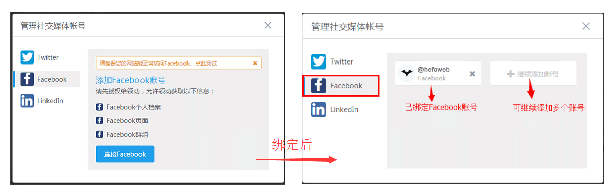 Facebook账号绑定