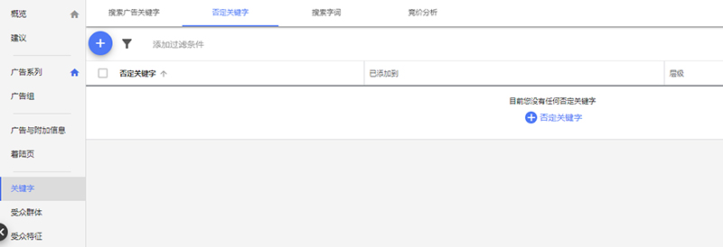 ads否定关键字操作