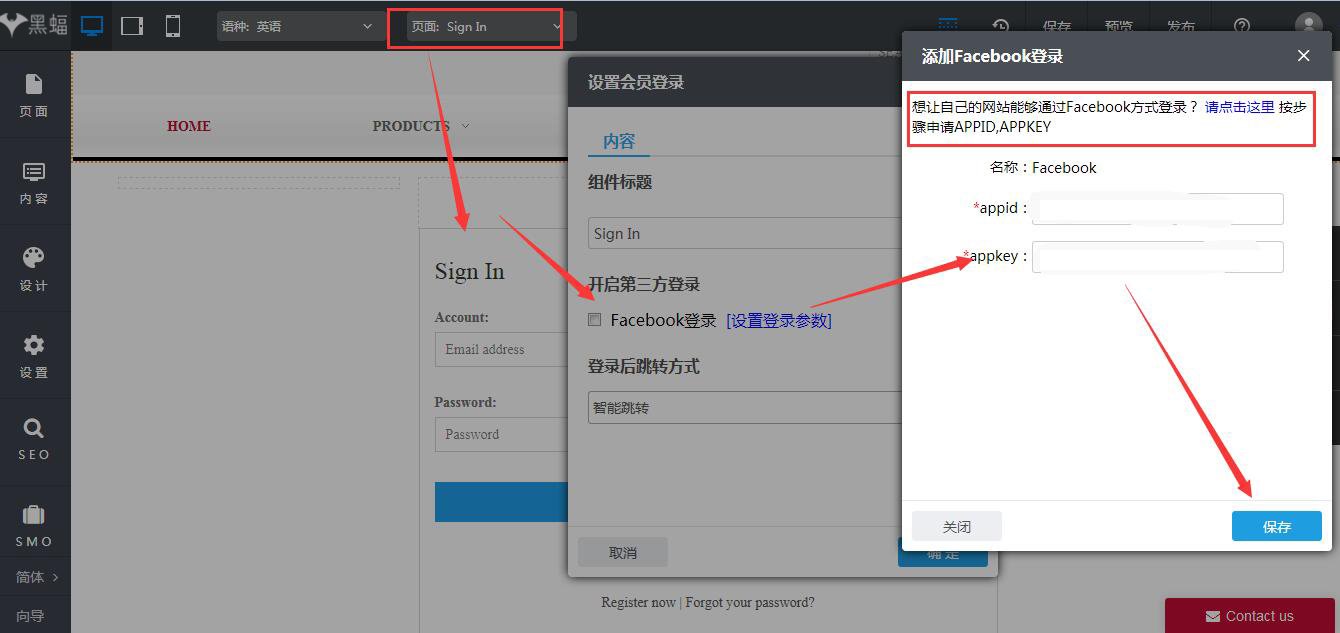 Facebook登录网站