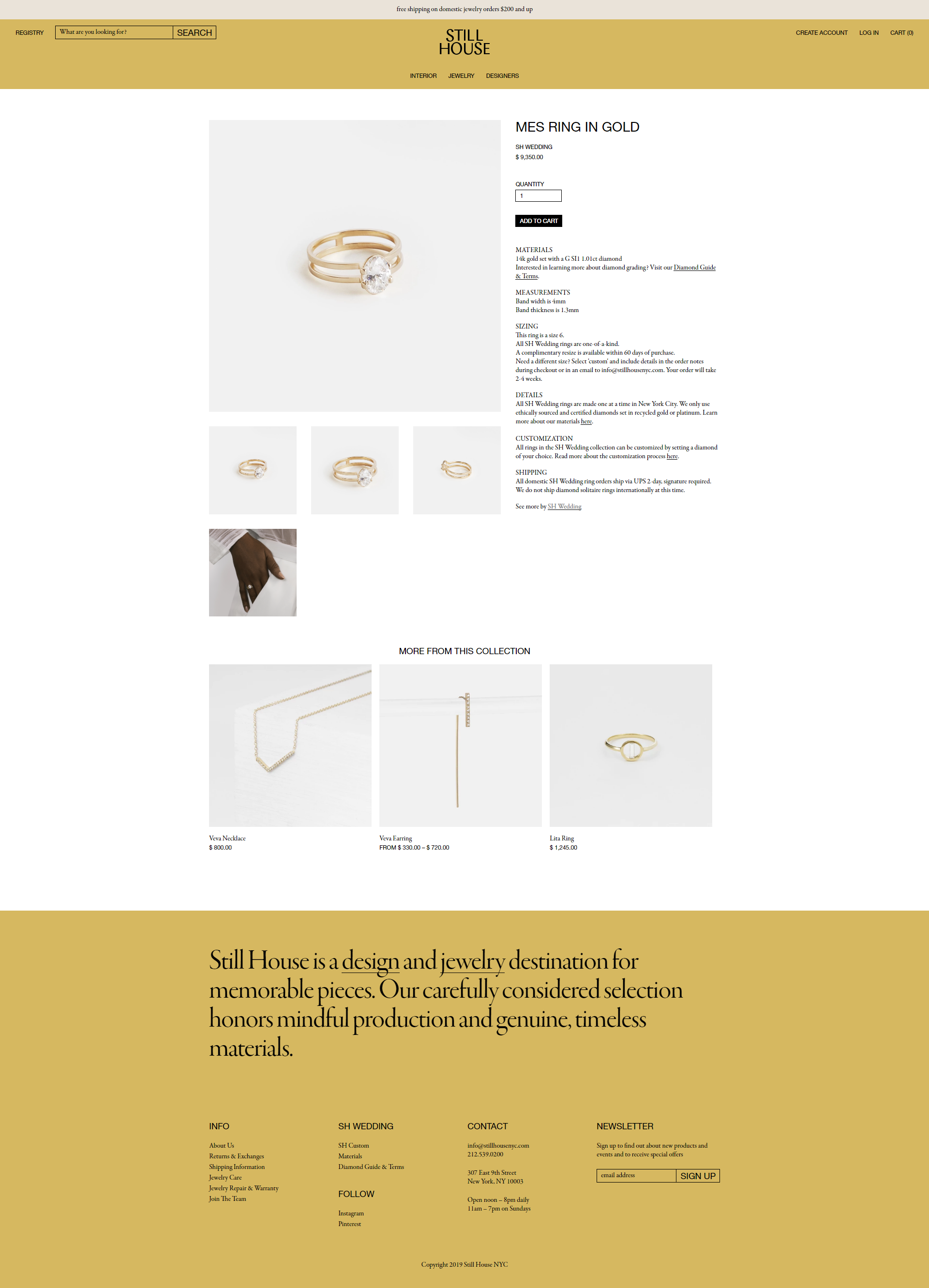 Mes Ring in Gold &ndash; Still House NYC